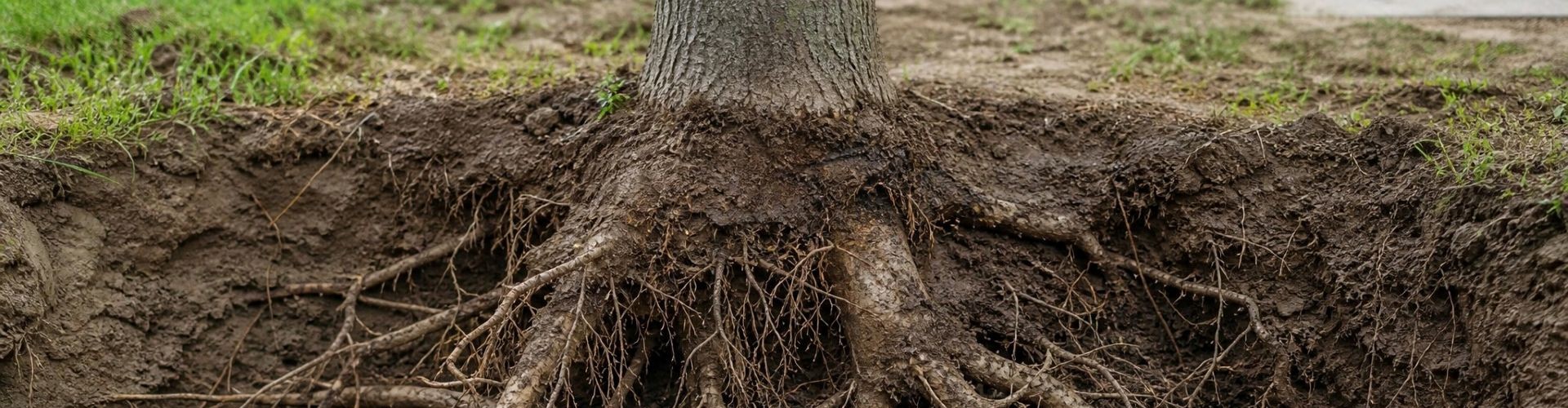 Excavated tree roots exposed during a root and soil consultation