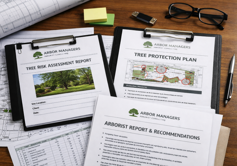Certified Arborist Reports on a Desk